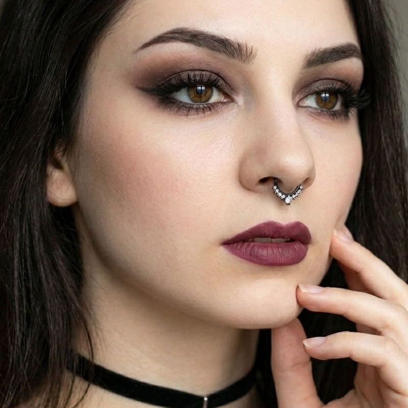 Graduated Crystal Black Septum/Cartilage Ring
