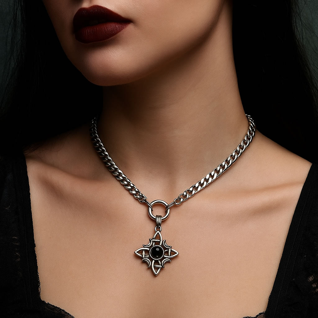 Stainless Steel Sentinel Lunar Knot Necklace