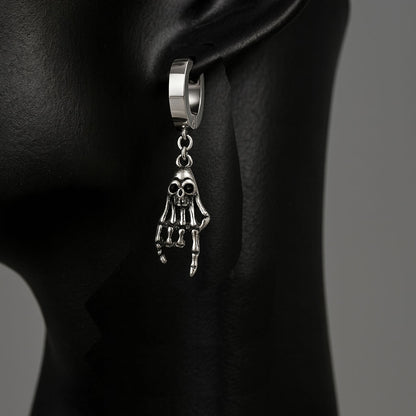 Skeleton Hand Huggie Hoop Earrings