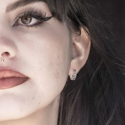 Sterling Silver Skull Hoop Earrings