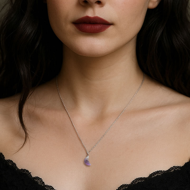 Amethyst Crystal Moon Necklace