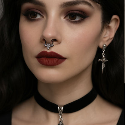 Black Bat Crystal Septum Ring