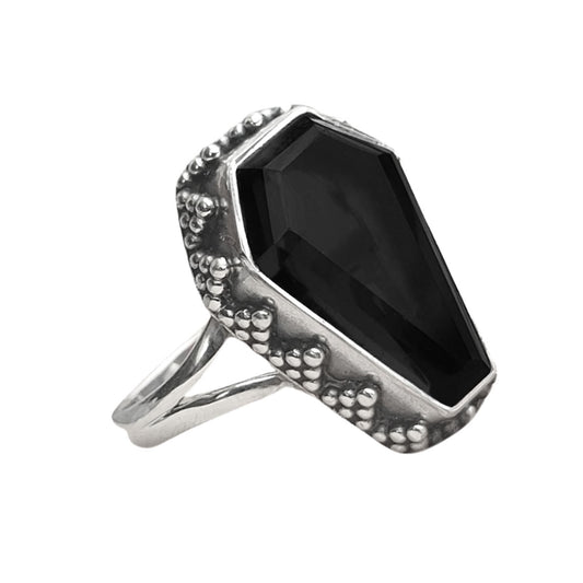 Crypt Sterling Silver Black Coffin Ring