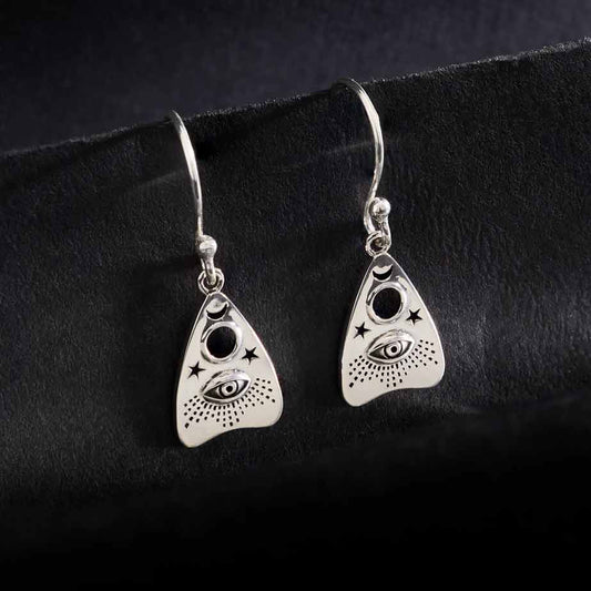 Sterling Silver Ouija Planchette Drop Earrings