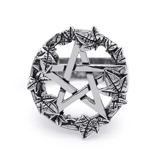 Green Witch Pentacle Statement Ring