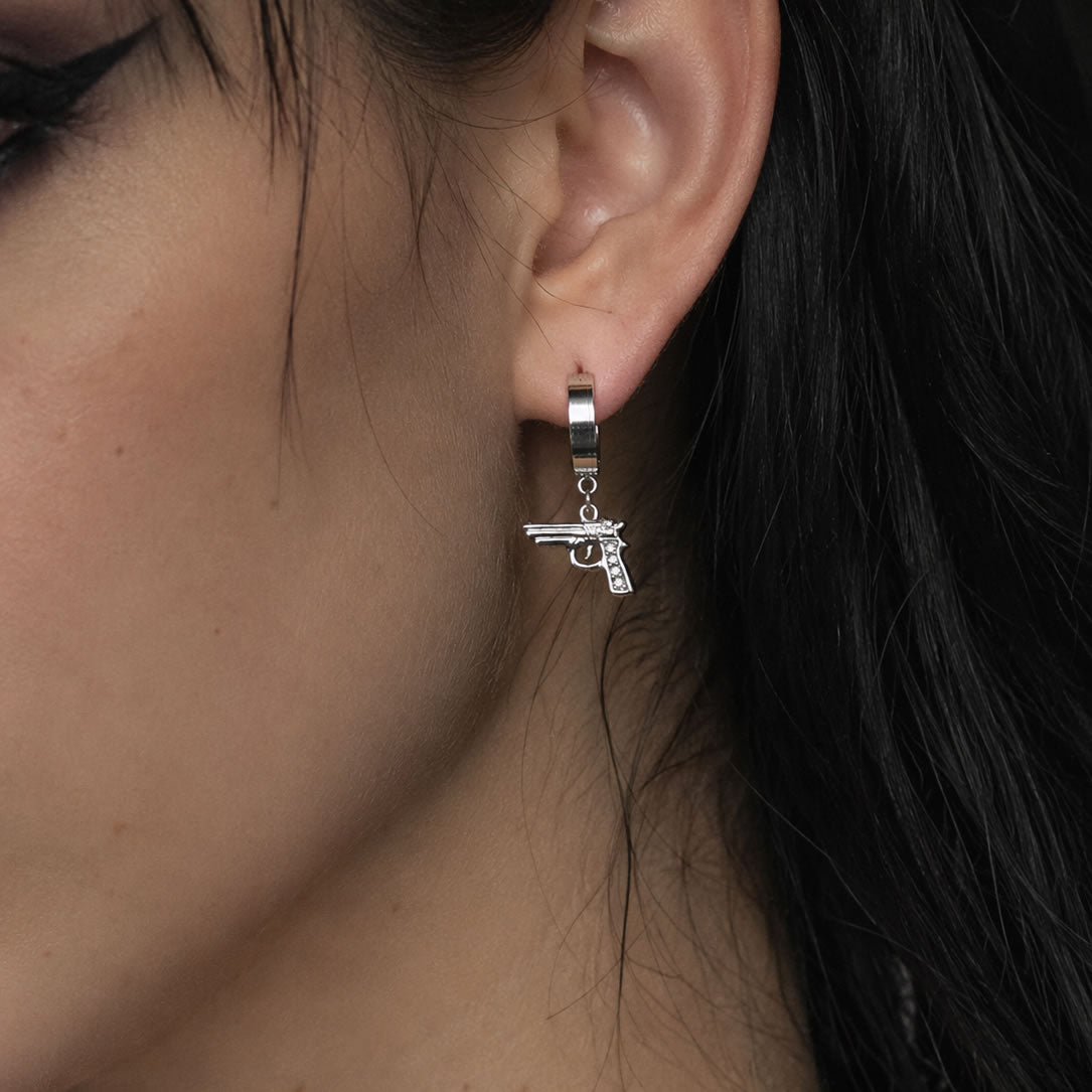 Pistol Huggie Hoop Earrings
