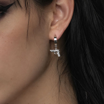Pistol Huggie Hoop Earrings