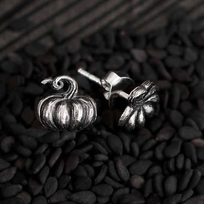 Sterling Silver Pumpkin Stud Earrings