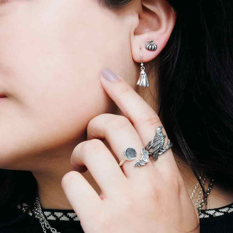 Sterling Silver Pumpkin Stud Earrings