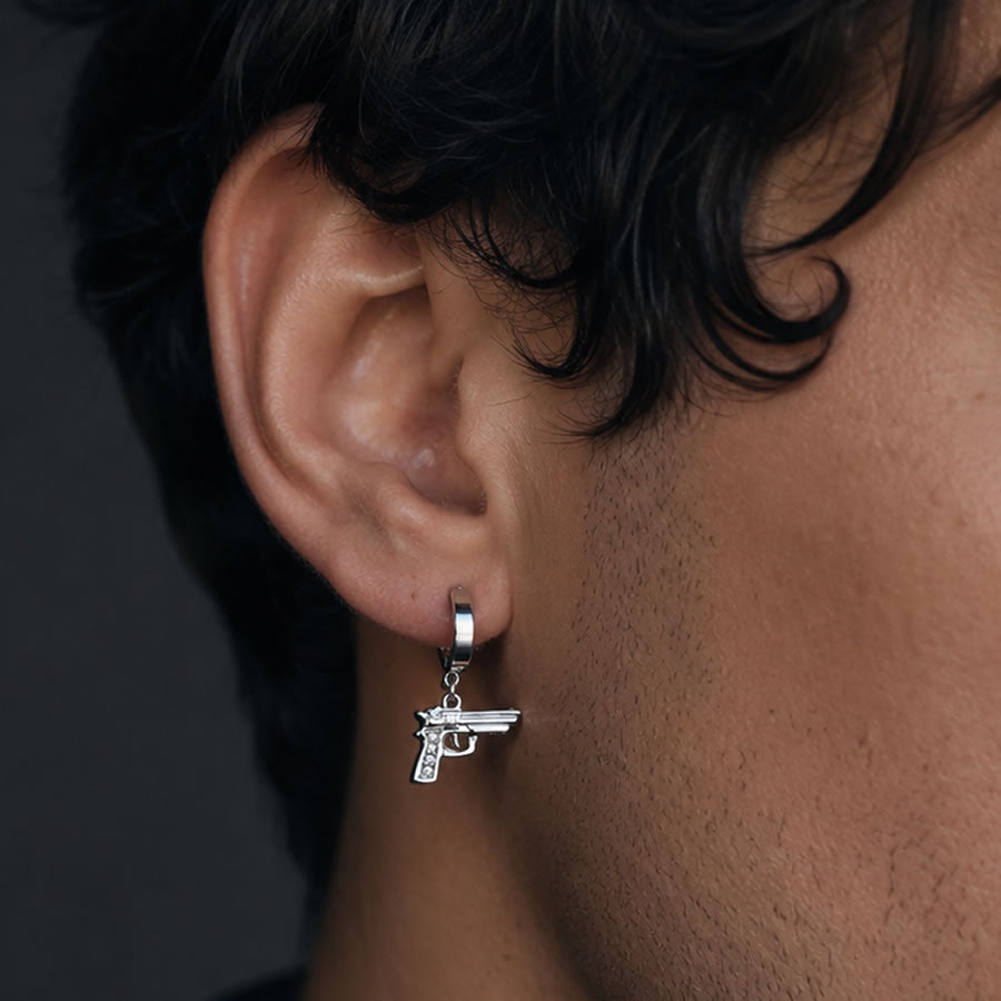 Pistol Huggie Hoop Earrings