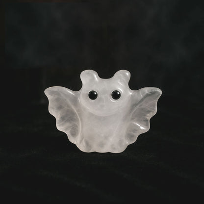 Clear Quartz Carved Crystal Bat Figure