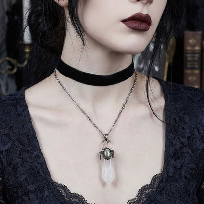 Clear Quartz Crystal Moon Point Necklace