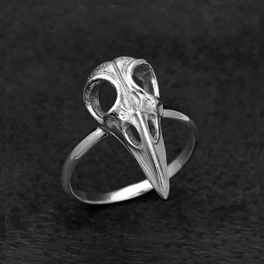 Sterling Silver Raven Skull Ring