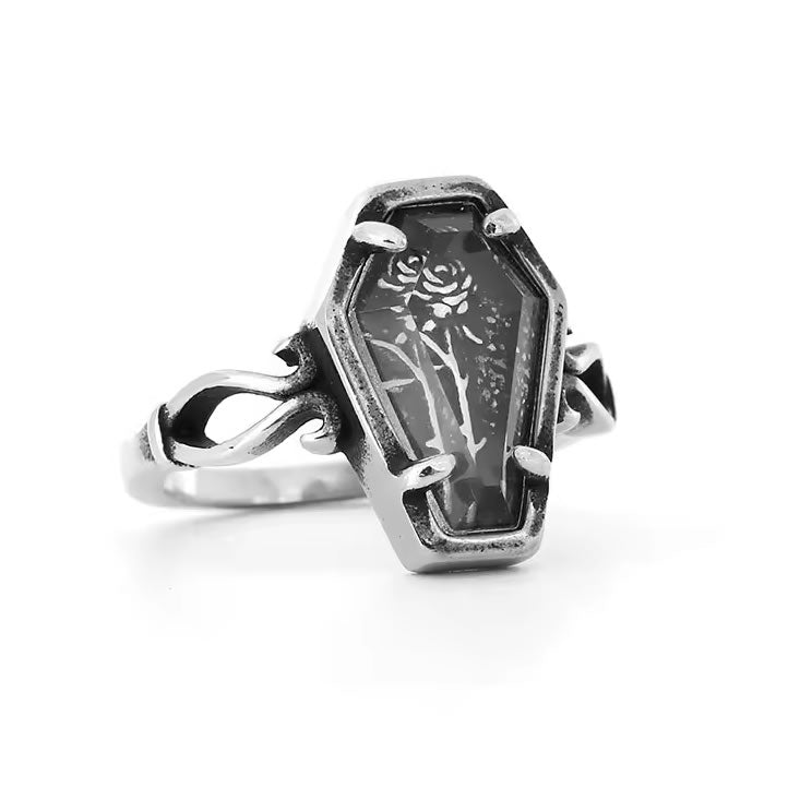 Gothic Rose Glass Crypt Ring