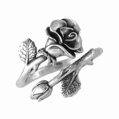 Silver Gothic Rose Wrap Around Ring