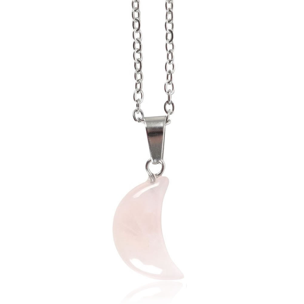 Rose Quartz Crystal Moon Necklace
