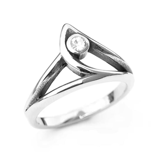 Crossover Stone Set Wave Ring