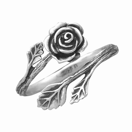 Silver Gothic Rose Wrap Around Ring