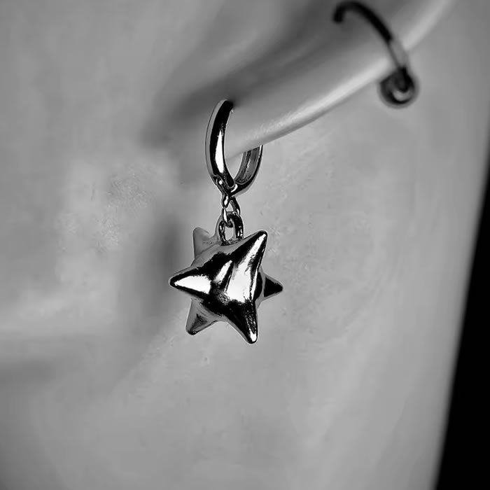 Silver Spike Ball Drop Earrings