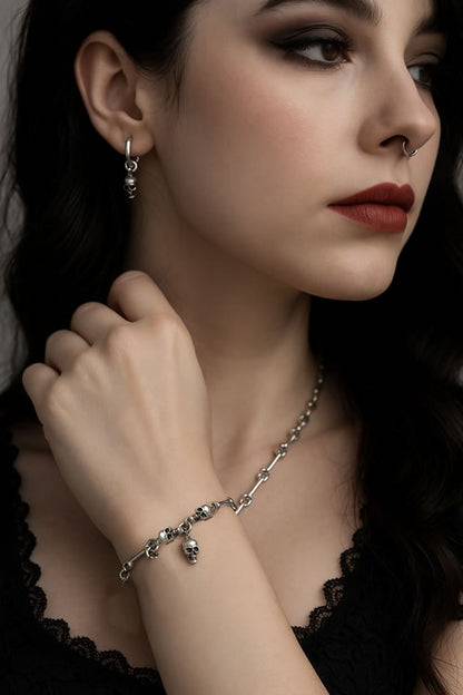 Sterling Silver Skull & Bones Bracelet