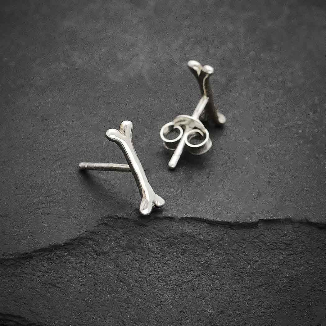 Sterling Silver Bone Stud Earrings