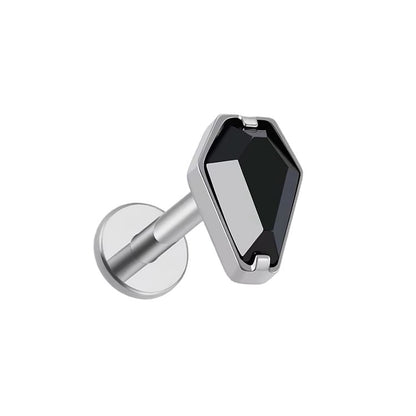 Titanium Coffin Black Crystal Labret Stud