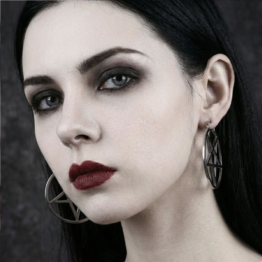 Pentacle Hoop Earrings