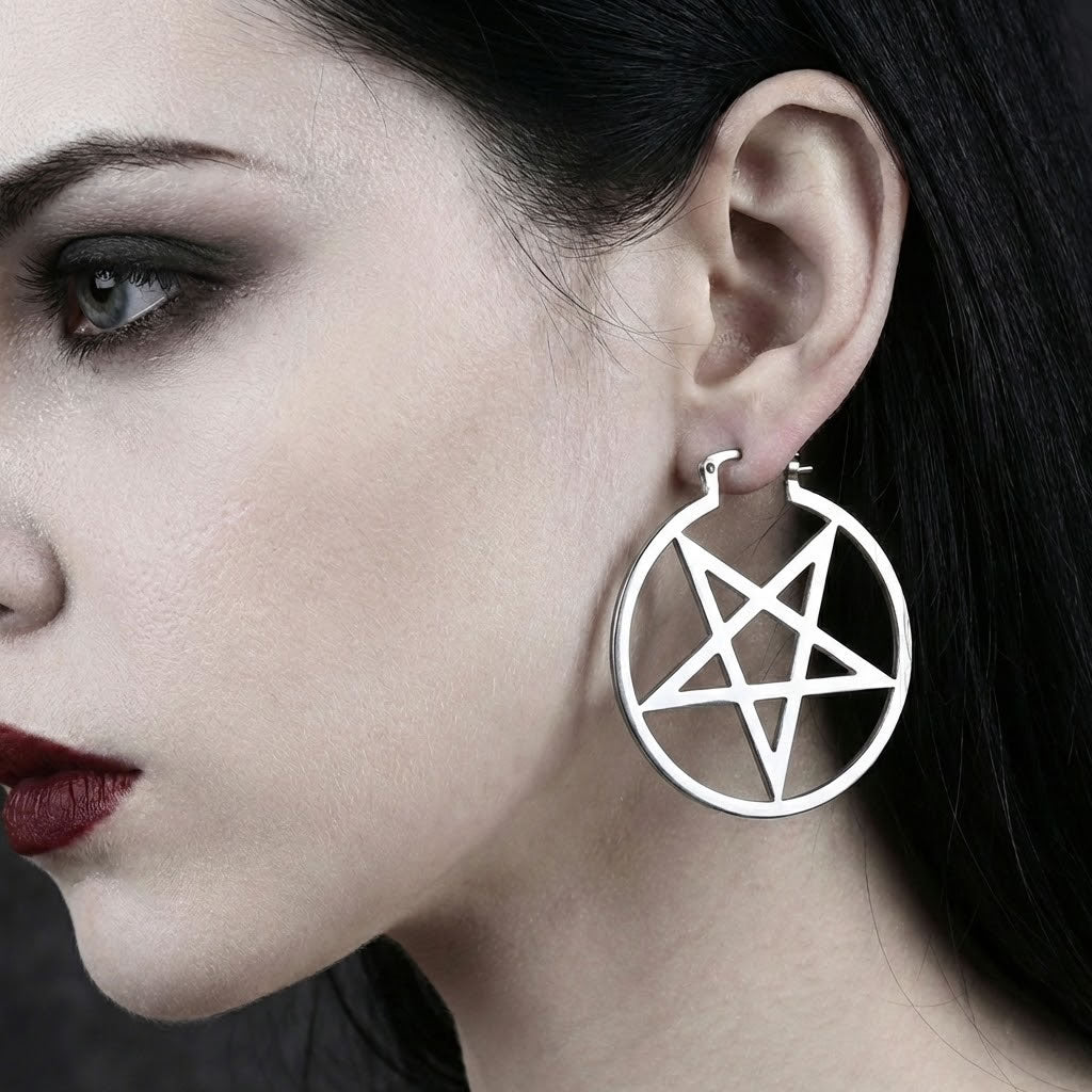 Pentacle Hoop Earrings