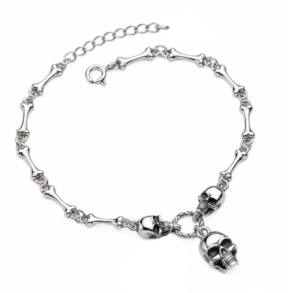 Sterling Silver Skull &amp; Bones Bracelet