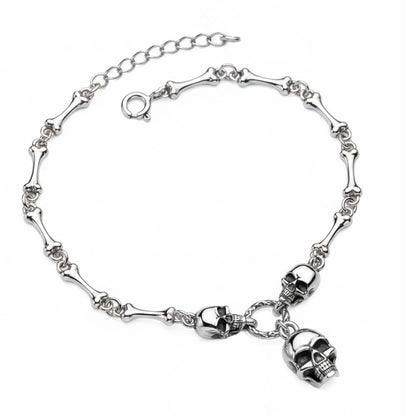 Sterling Silver Skull &amp; Bones Bracelet