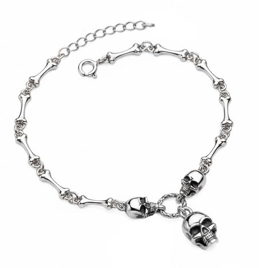 Sterling Silver Skull &amp; Bones Bracelet