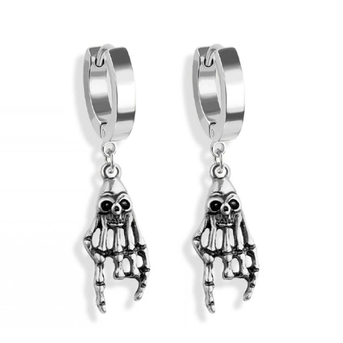 Skeleton Hand Huggie Hoop Earrings