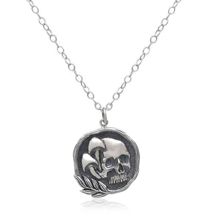 Sterling Silver Skull & Mushroom Necklace