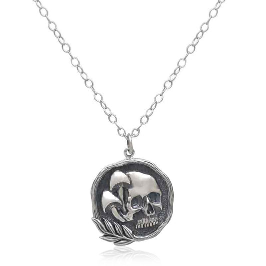 Sterling Silver Skull & Mushroom Necklace