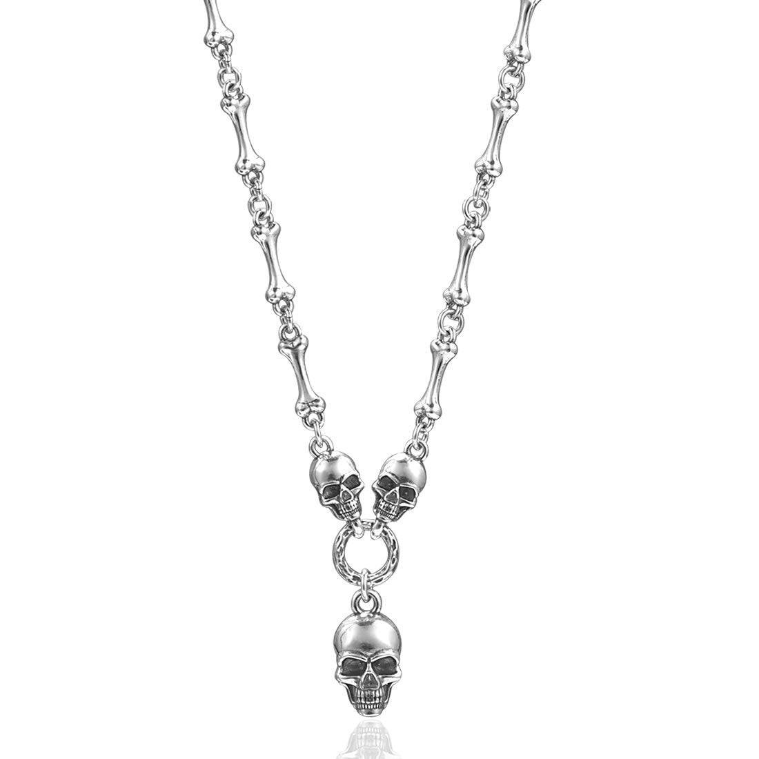Sterling Silver Skull & Bones Necklace