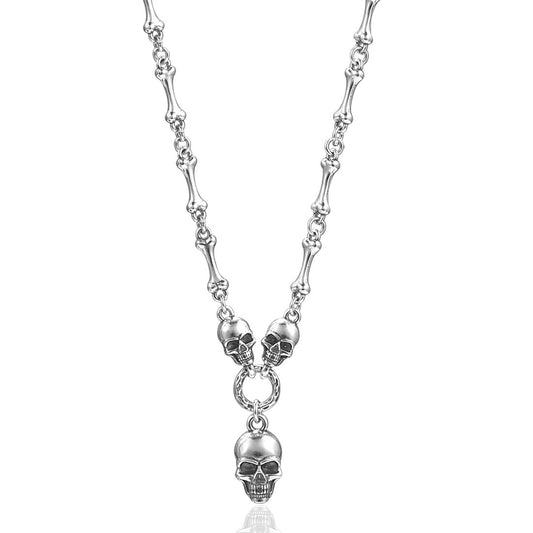 Sterling Silver Skull & Bones Necklace