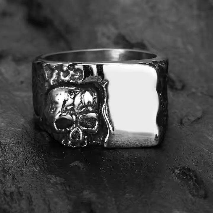 Men's Silver Skull Signet Ring