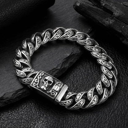 Men's XL Solid Steel Skull Clasp Bracelet