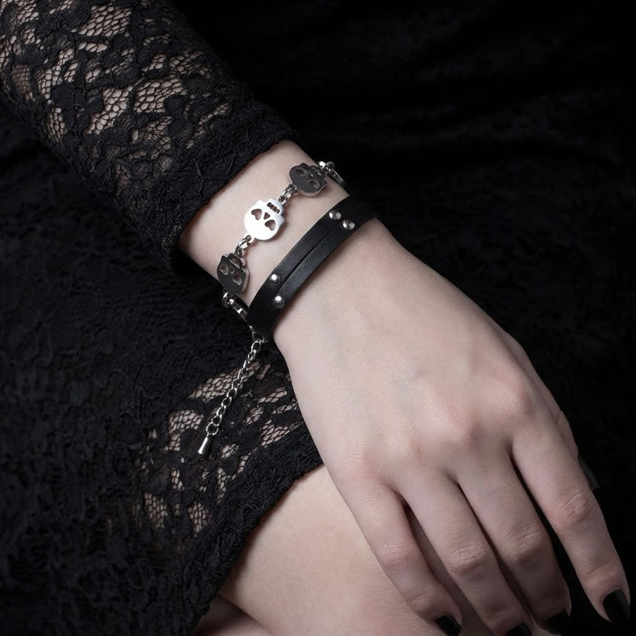 Skull Heart Eyes Link Bracelet