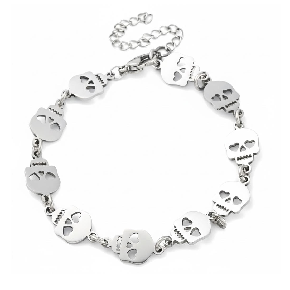 Skull Heart Eyes Link Bracelet