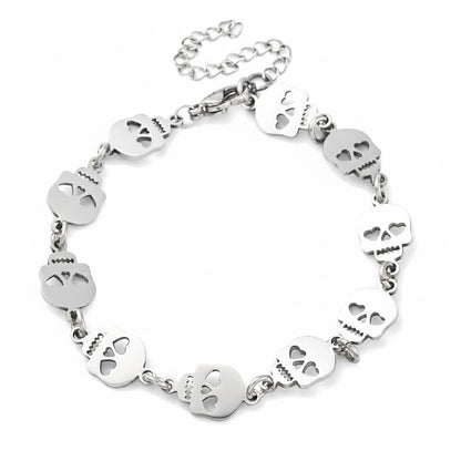 Skull Heart Eyes Link Bracelet
