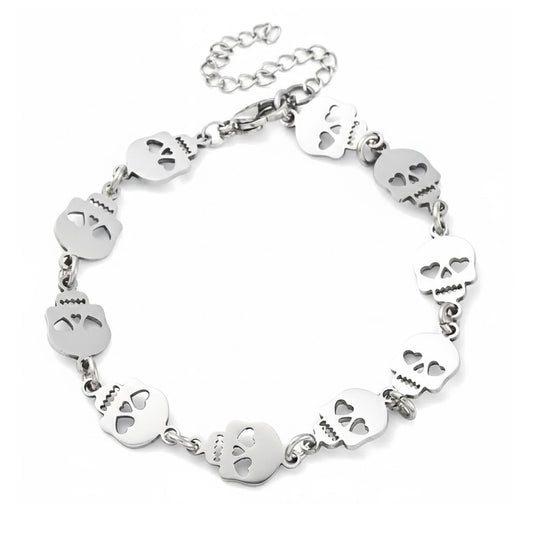 Skull Heart Eyes Link Bracelet