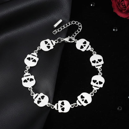 Skull Heart Eyes Link Bracelet