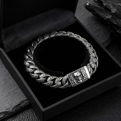 Men's XL Solid Steel Skull Clasp Bracelet