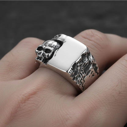 Men's Skull Brick Signet Ring