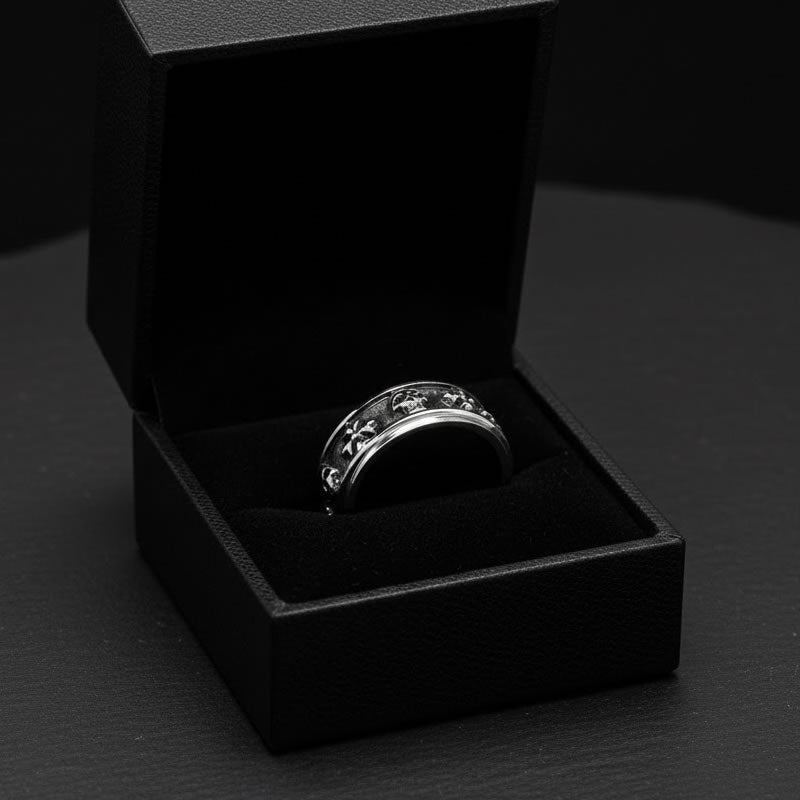 Stainless Steel Skull & Cross Spinning Ring