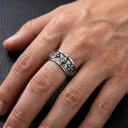 Stainless Steel Skull & Cross Spinning Ring
