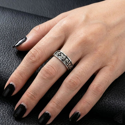 Stainless Steel Skull & Cross Spinning Ring