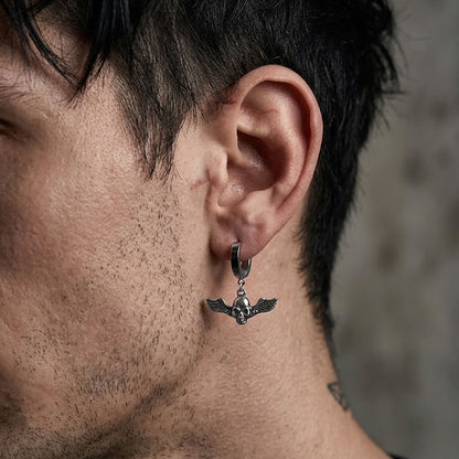 Skull Wing Hoop Earrings