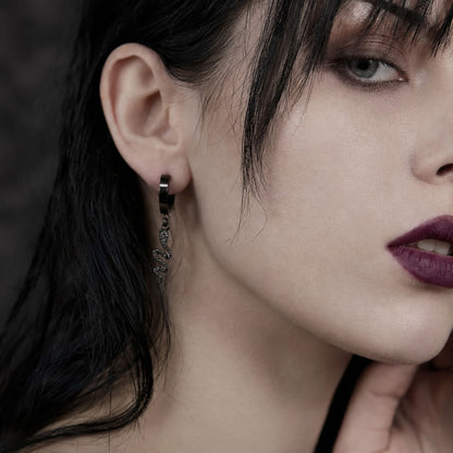 Snake Huggie Hoop Earrings (Black)